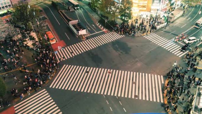 涩谷穿越时间流逝日本东京涩谷十字路口人流