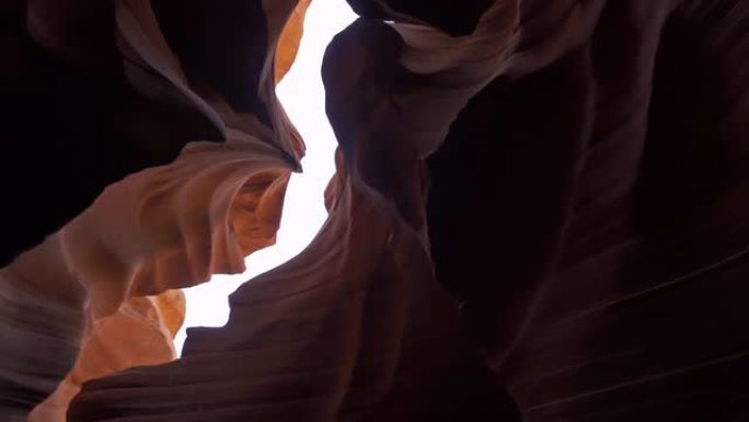 美国犹他州下羚羊峡谷纳瓦霍部落公园低角度平移镜头。