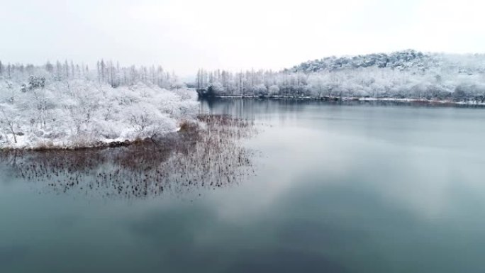 杭州西湖景观冬季西湖银装素裹白雪西湖