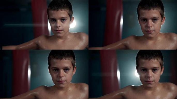 少年拳击手的肖像少年拳击手