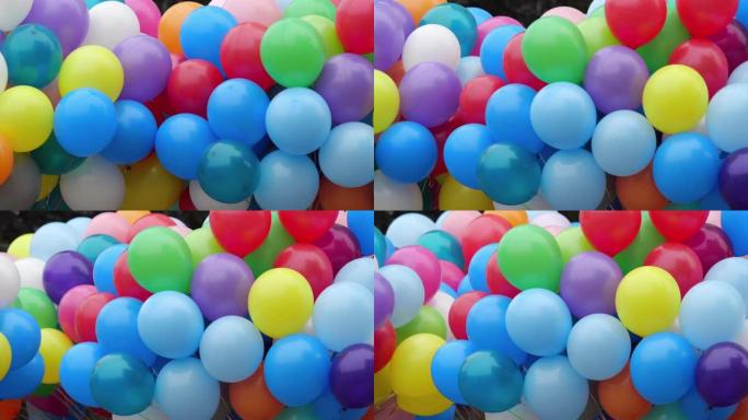 喜庆的彩色氦气球。