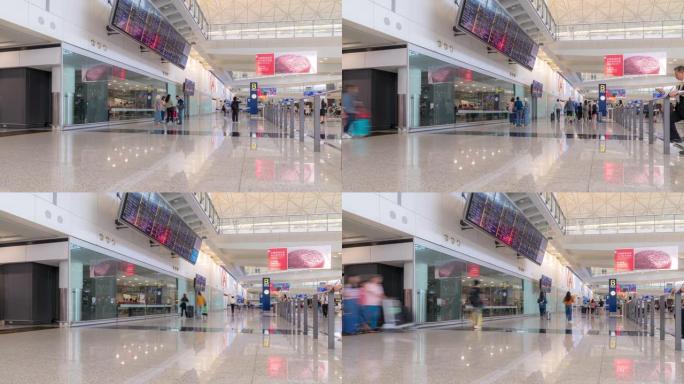 延时: 香港机场到达区的旅客人群