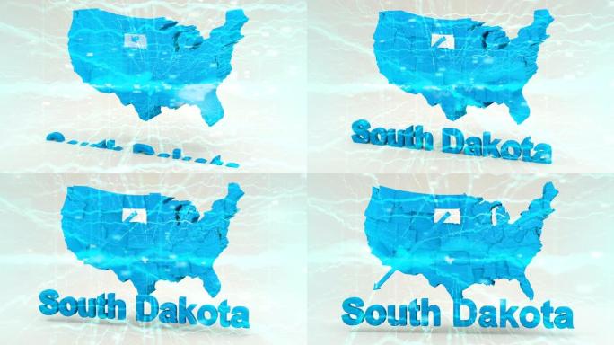 美国，南达科他州美洲大陆3d三维蓝色特效