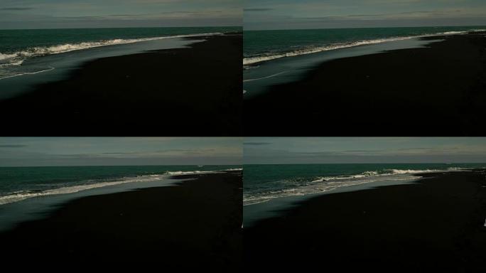 海浪汹涌的黑海滩。冰岛海岸