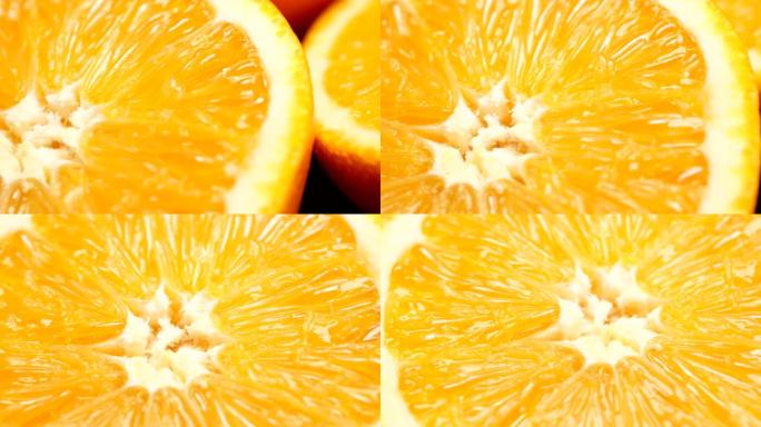 极端特写橙色微距维生素C果粒橙