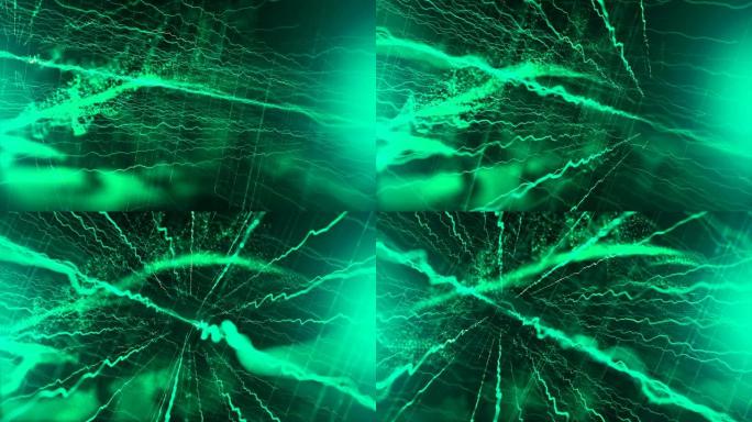 抽象空间粒子背景绿色科技线条光线海浪波浪