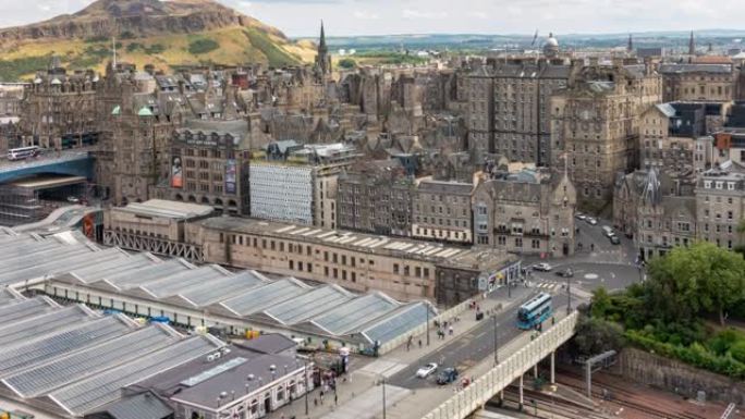 英国苏格兰爱丁堡老城的延时