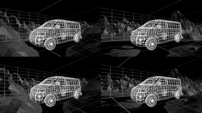 汽车3d技术图三维合成面包车模型