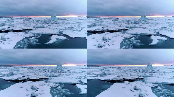 冰岛Jokulsarlon泻湖的WS风景冰山