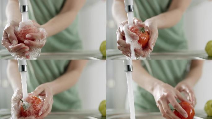 洗西红柿升格画面清洗厨房