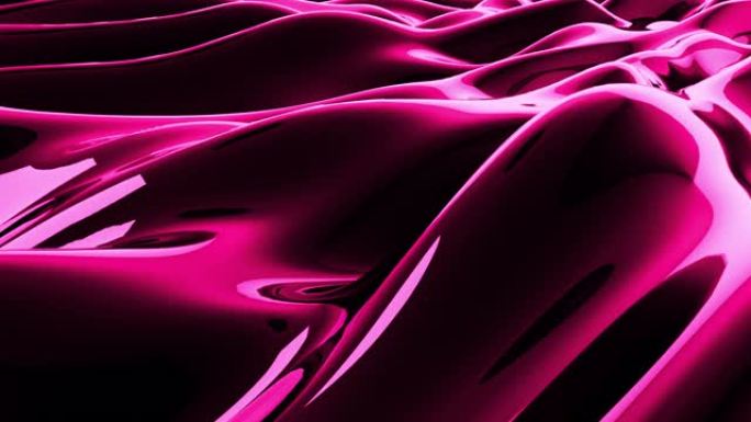 粉色抽象液体反射波表面。紫外线线的波浪和涟漪。无缝循环3d渲染