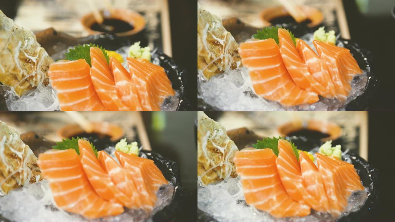 大型鲑鱼生鱼片大型鲑鱼生鱼片寿司三三文鱼