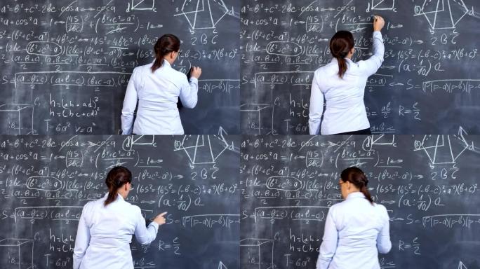女人在黑板上解决微积分问题