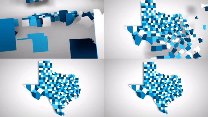 运动图形动画德克萨斯州形成的地图-白色