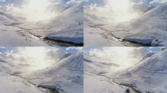 WS风景秀丽的雪景阳光明媚的雪山，冰岛