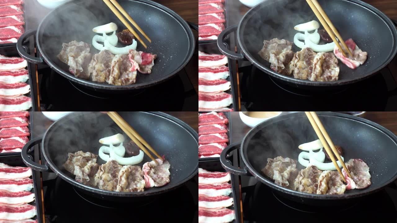 和牛牛肉寿喜烧烹饪