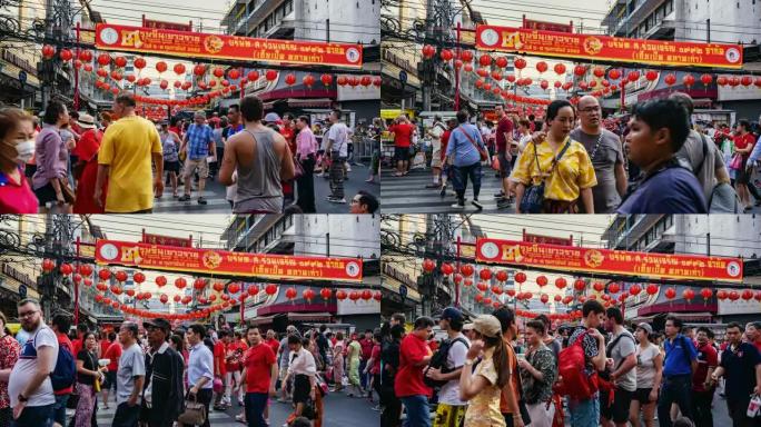4K，泰国曼谷唐人街的农历新年时光流逝