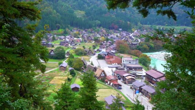 日本岐阜秋季的白川乡村。Shirakawa-go是联合国教科文组织世界遗产和国家地标