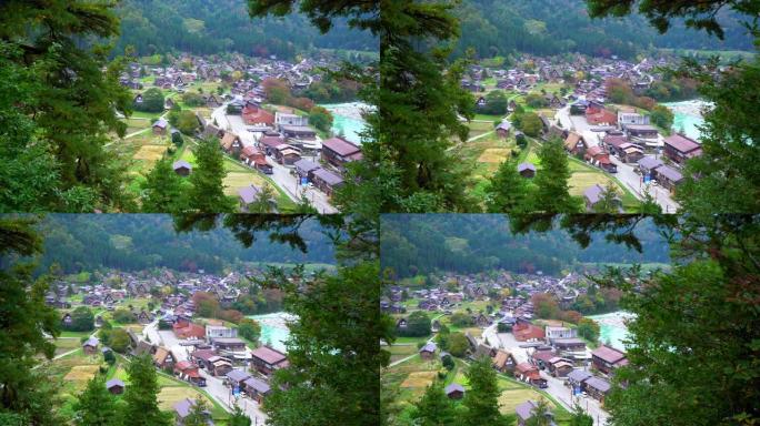 日本岐阜秋季的白川乡村。Shirakawa-go是联合国教科文组织世界遗产和国家地标