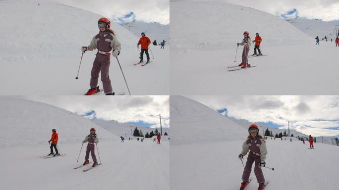 享受滑雪假期外国人实拍视频