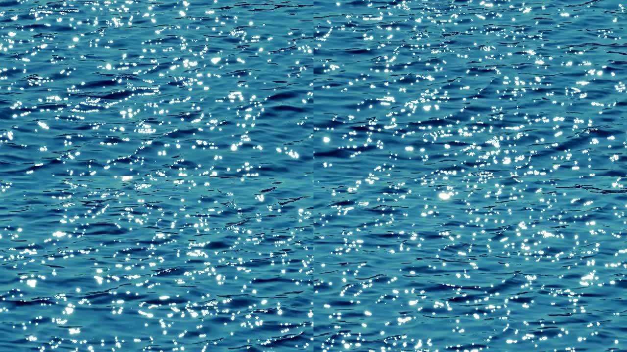 波光粼粼的蓝色湖
