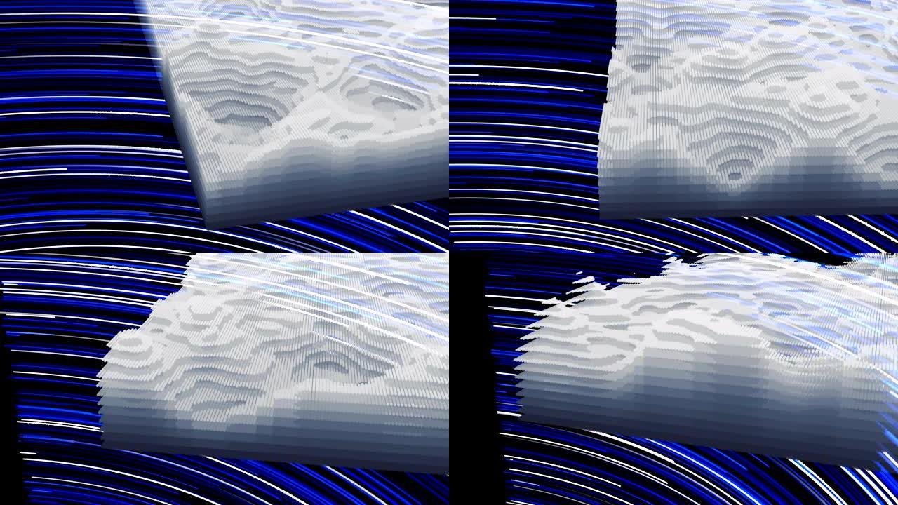 地形图抽象动画动感线条3D打印