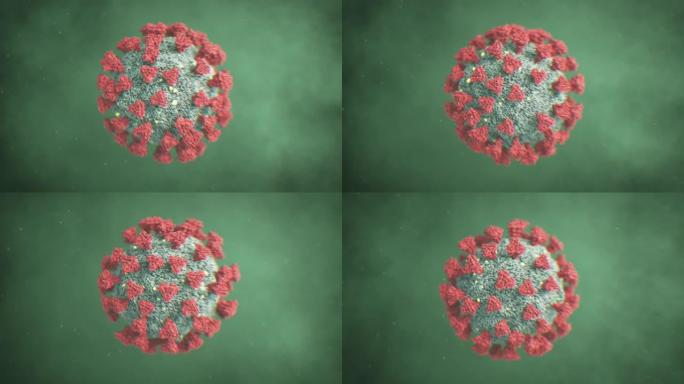 新型冠状病毒肺炎病毒结构在电子显微镜特写无缝。具有环境医学概念的冠状病毒2019-ncov DNA的
