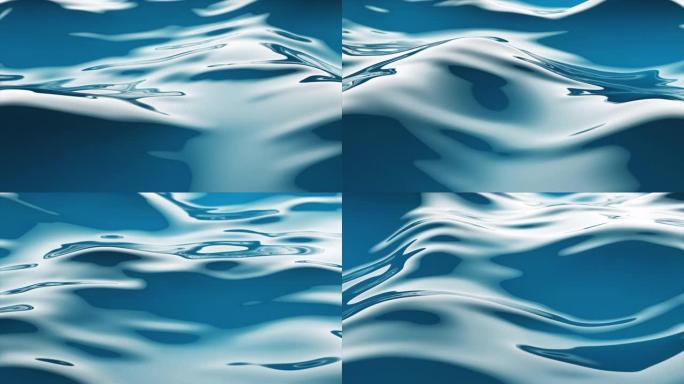 美丽的蓝色水面。抽象背景3d渲染，动画挥舞水线。无缝循环4k动画。