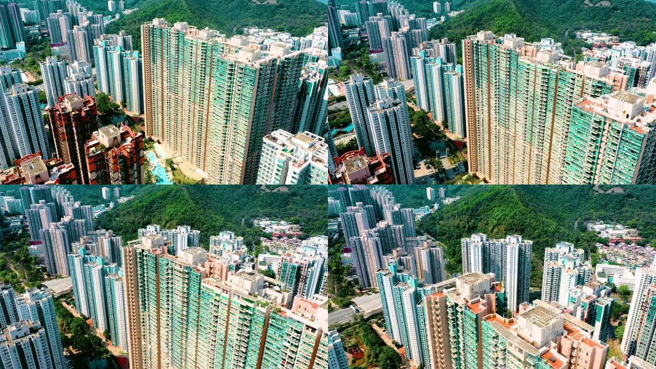 将军澳住宅楼的无人机视图。香港
