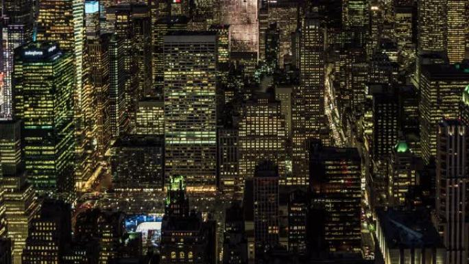 曼哈顿夜间/纽约的T/L摩天大楼
