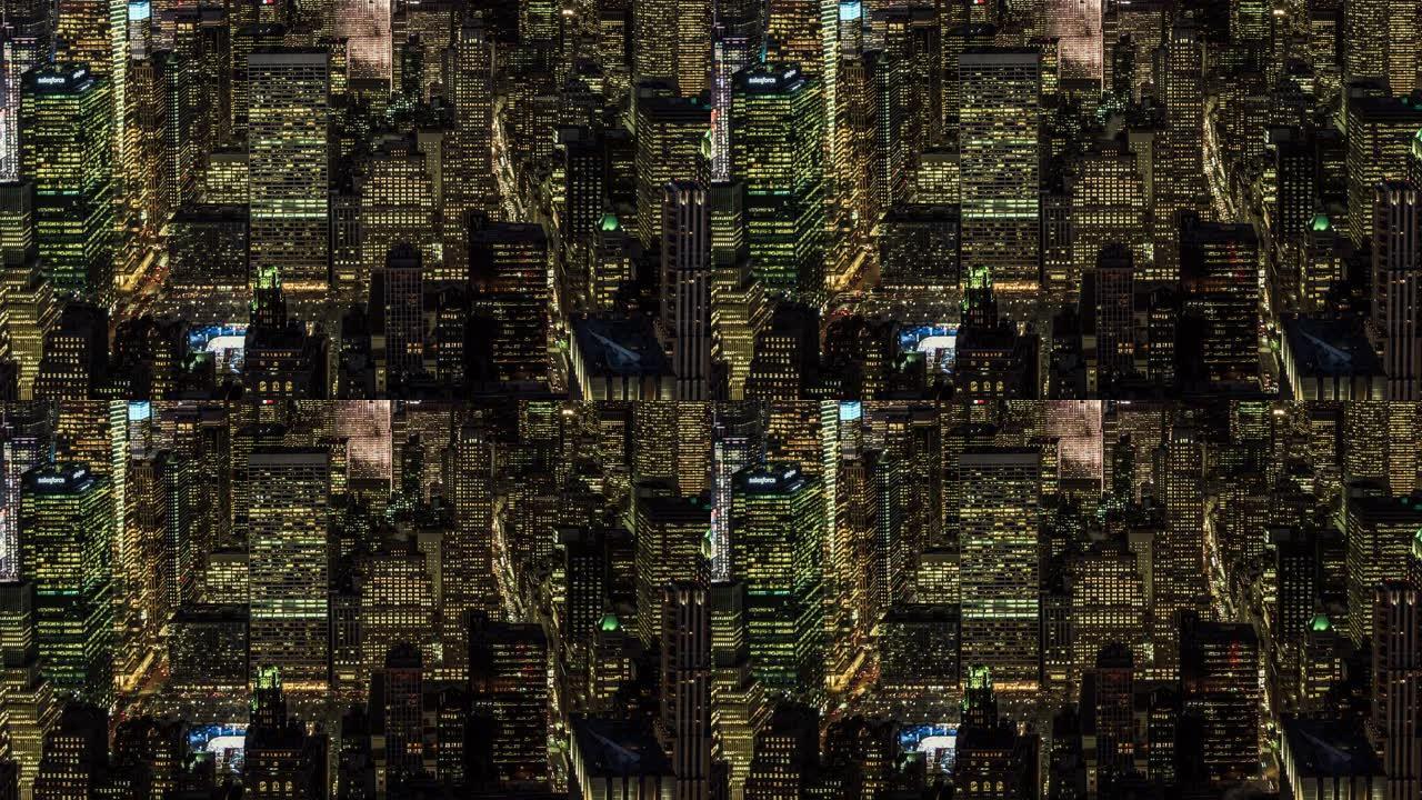 曼哈顿夜间/纽约的T/L摩天大楼