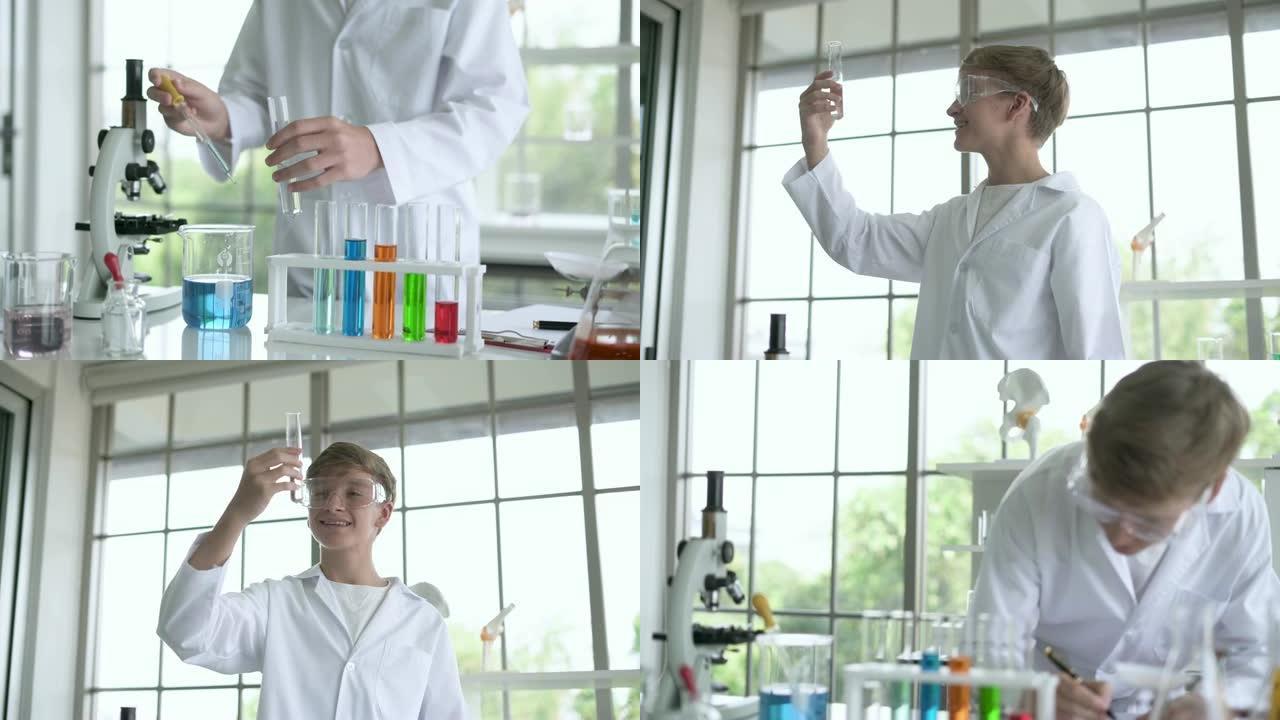 高中生在实验室进行科学实验