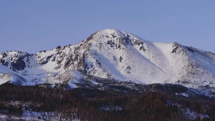 冬天的雪山景色。延时。