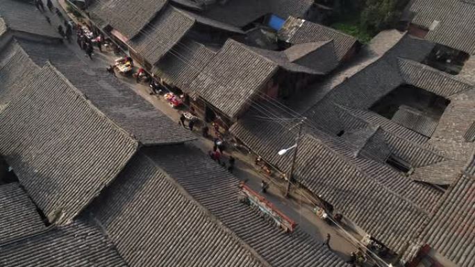 四川中国古代街道鸟瞰图