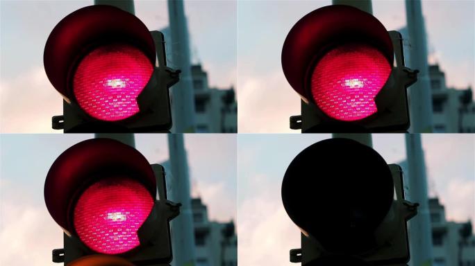 红色交通信号灯。