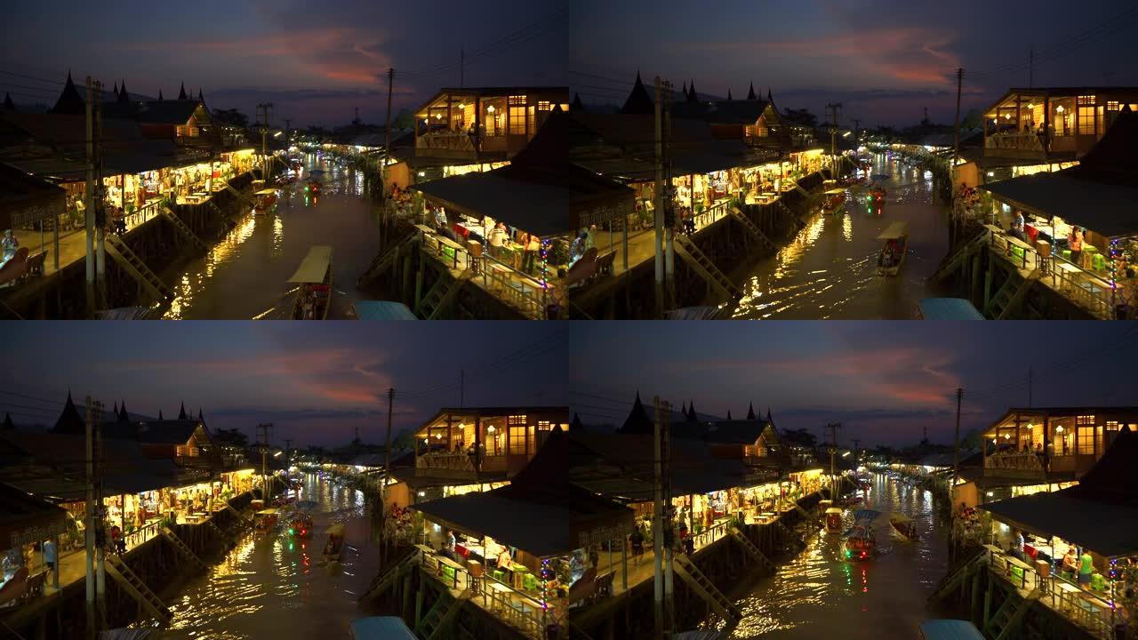 暮光之城的Amphawa浮动市场。
