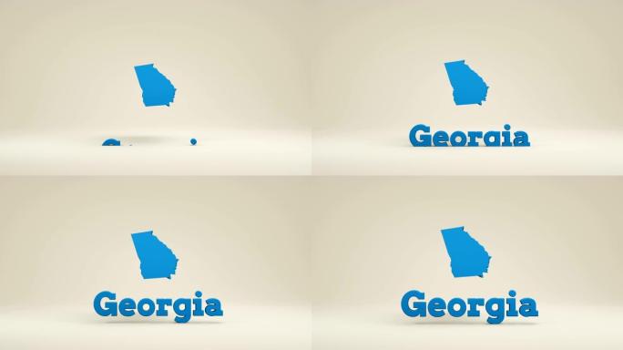 美国，乔治亚州立体简洁风格蓝色特效动画区