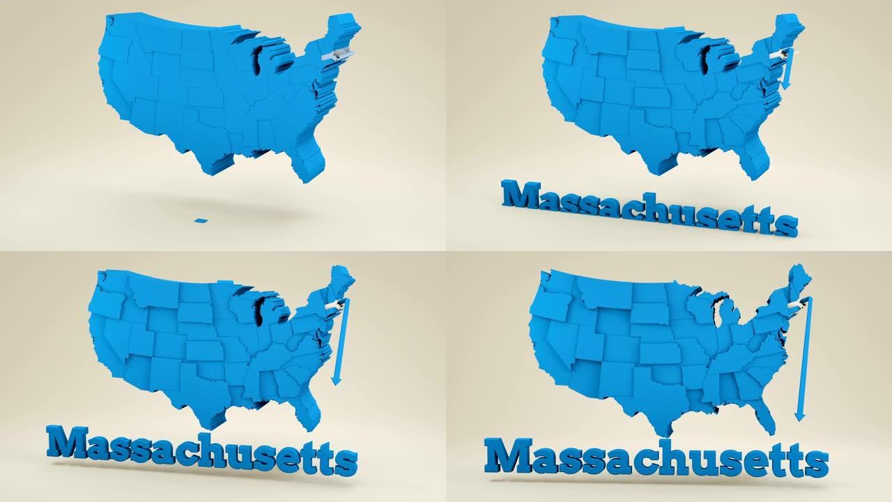 马萨诸塞州的地图