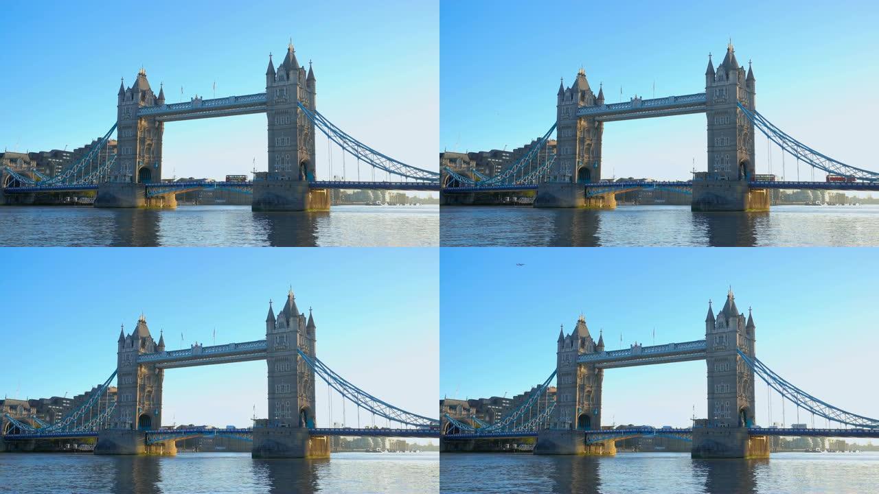 英国伦敦早上塔桥的实时时间