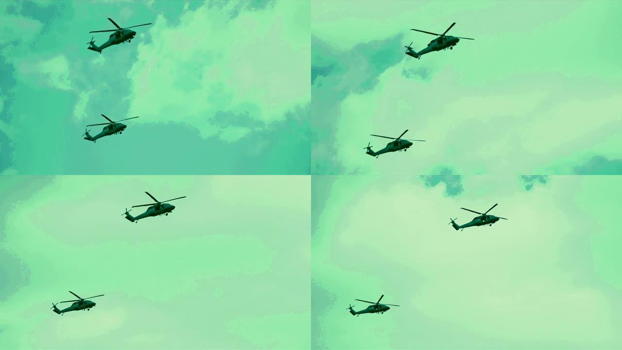 陆军直升机编队飞行
