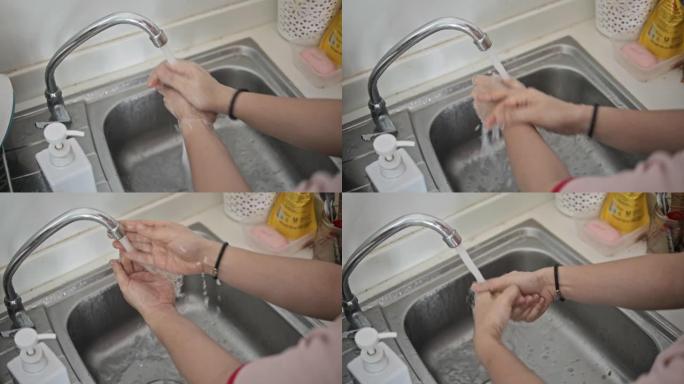 女人洗手，慢动作