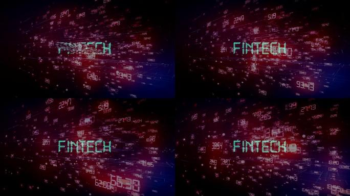 金融科技排版字母数字雨三维动画抽象