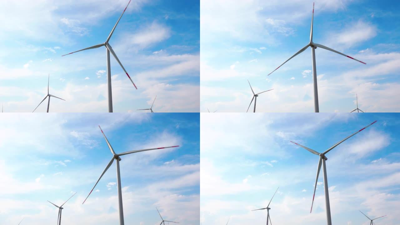 风力涡轮机对天空发电，4k
