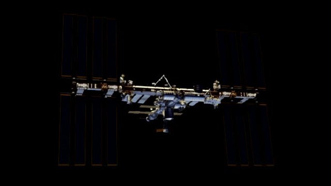 国际空间站旋转太阳能电池板。阿尔法通道。4K。