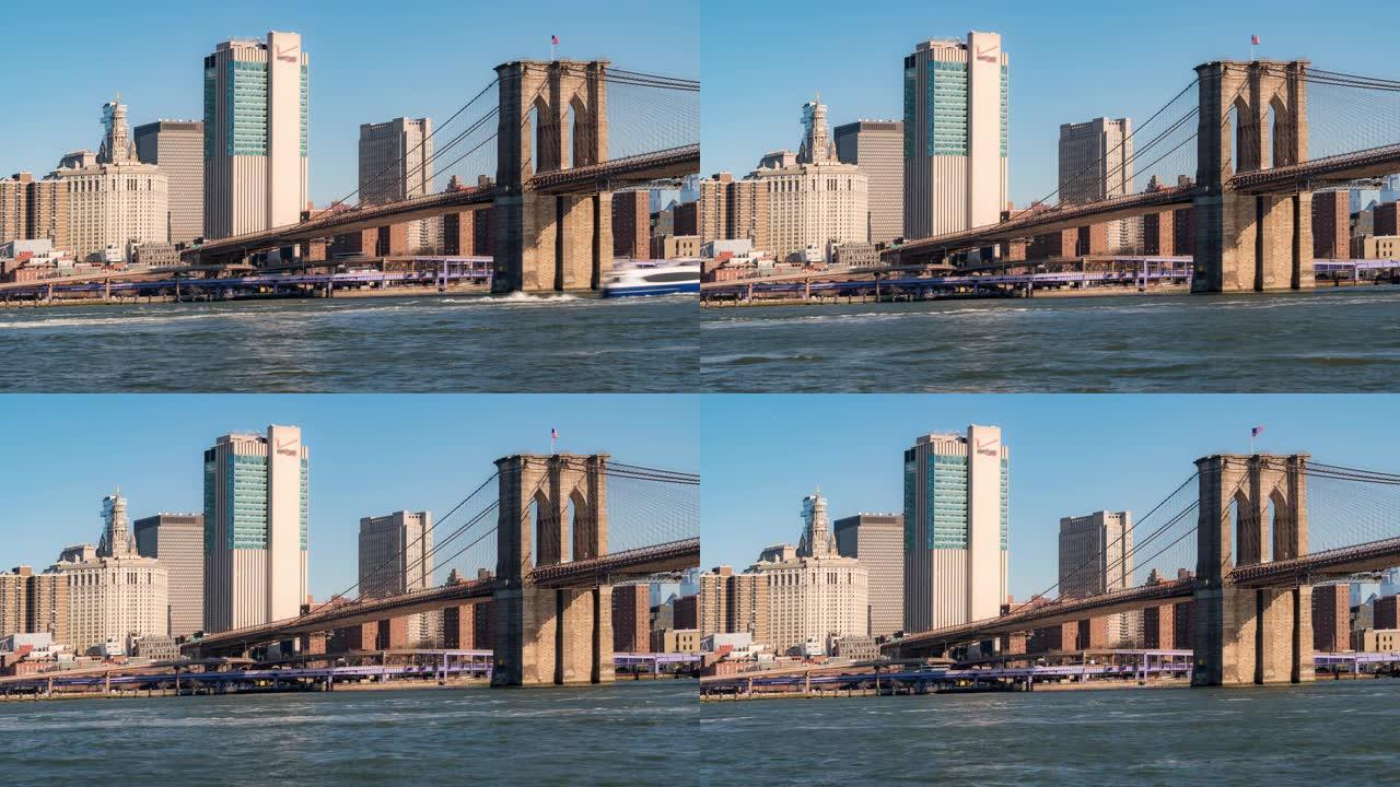 延时: 美国纽约市布鲁克林大桥