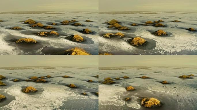 冬季在冰冻的斯托克斯湾平移沙丘的视频