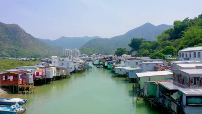 香港大屿山大澳渔村无人机景观