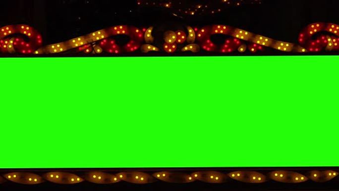 慢动作: 金色灯泡选框灯横幅背景与绿色屏幕