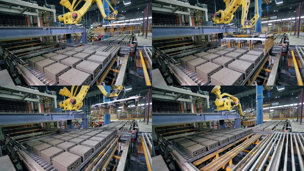 现代机器人运输车正在取代陶瓷材料。现代工业工厂。
