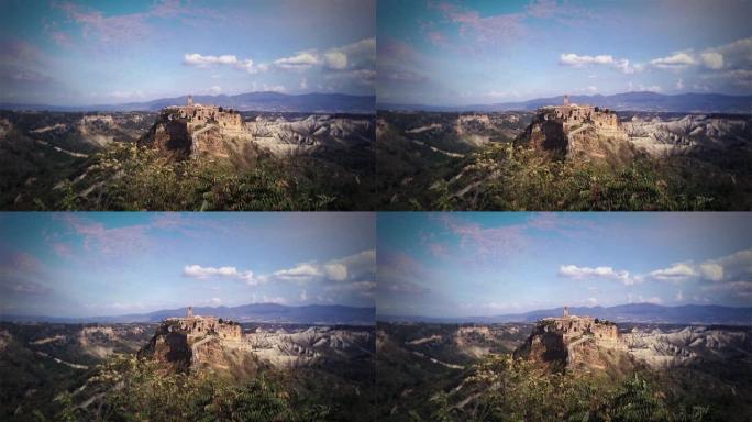意大利拉齐奥著名的奇维塔·迪·巴格诺雷焦的美丽全景。